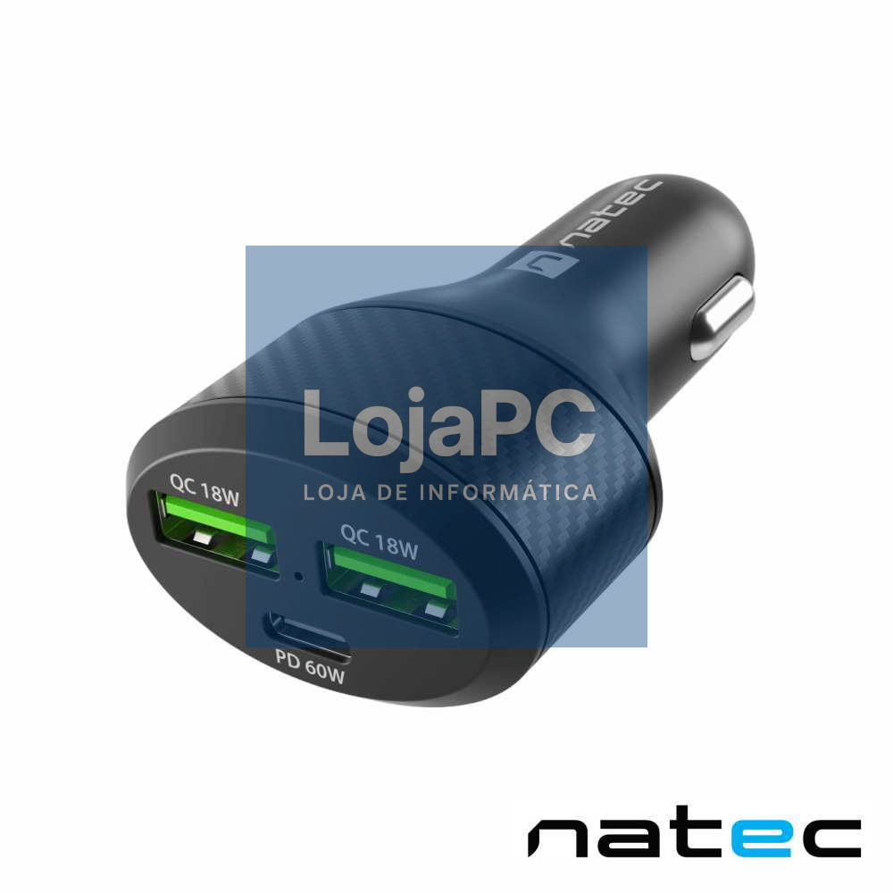 Adaptador Isqueiro CONEY 2xUSB E 1xUSB-C 3A 84W NATEC