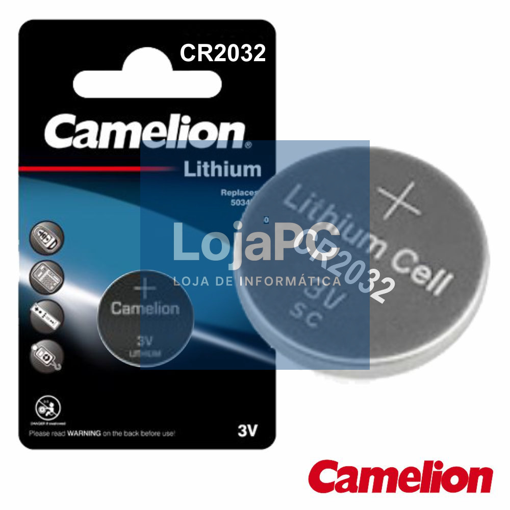 PILHA LITHIUM BOTÃO CR2032 3V 220MA BLISTER CAMELION