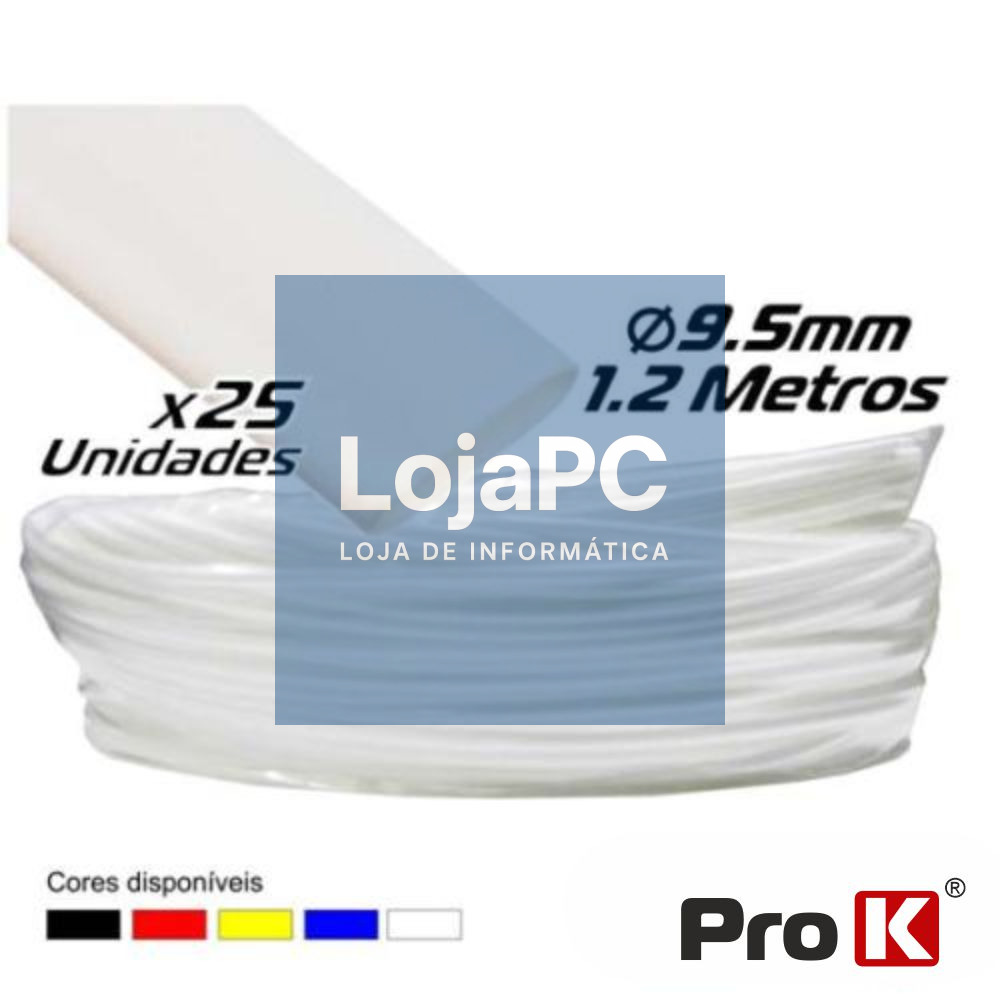 TUBO MANGA TERMORETRÁCTIL 9.5MM 1.2M 25X BRANCO PROK