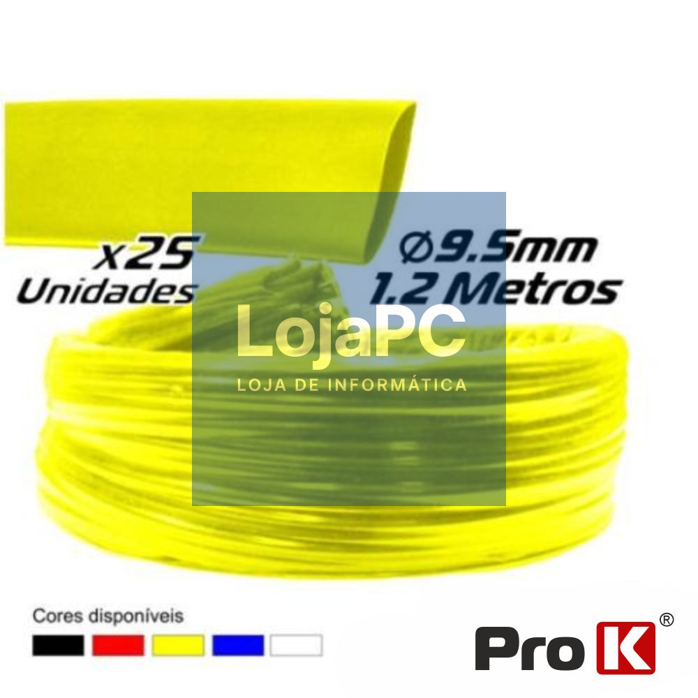 TUBO MANGA TERMORETRÁCTIL 9.5MM 1.2M 25X AMARELO PROK