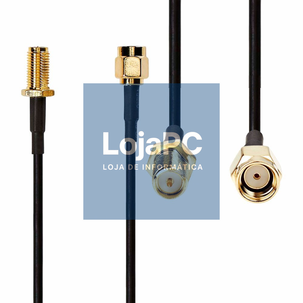 Cabo de Antena SMA Macho - SMA Fêmea 3m Preto