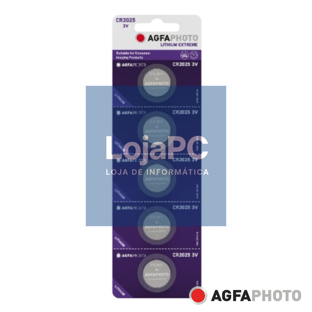 Pilha Lithium Botão CR2025 3V 5x Blister AGFAPHOTO