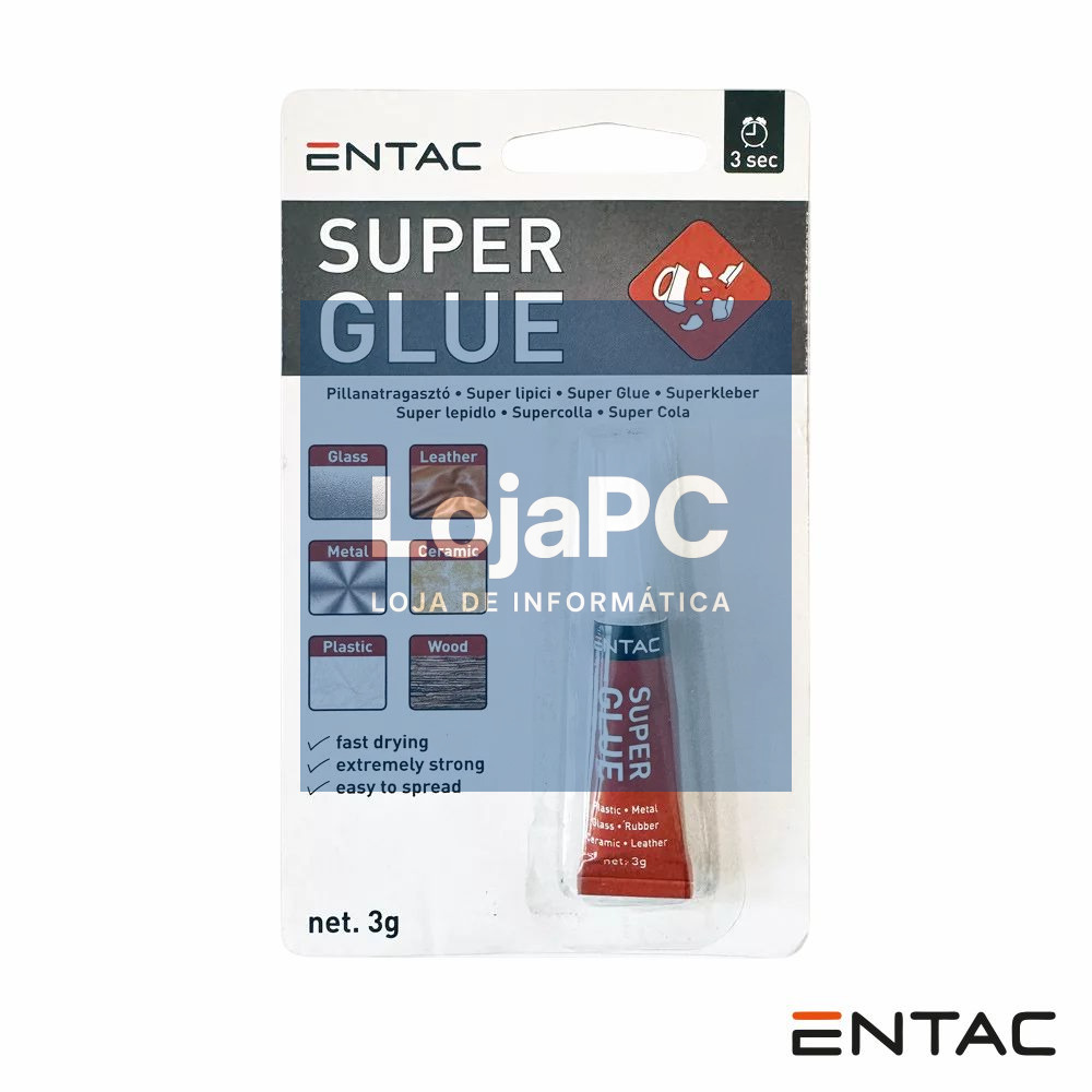 Tubo Super Cola Adesiva Multiusos 3G B1 ENTAC