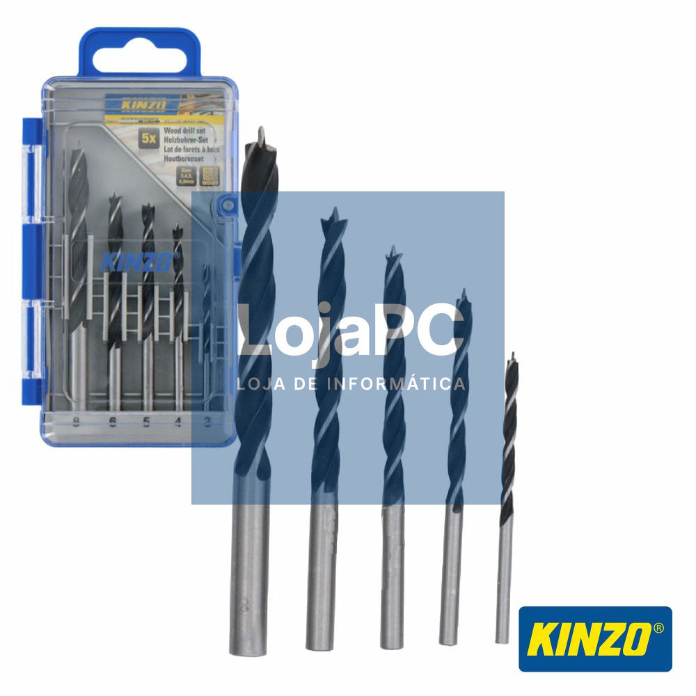 Conjunto de 5 Brocas P/ Madeira Ø3.0/4.0/5.0/6.0/8.0mm KINZO