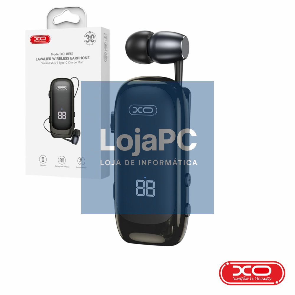 Auricular Bluetooth 5.4 Alta Capacidade C/ Display Preto XO