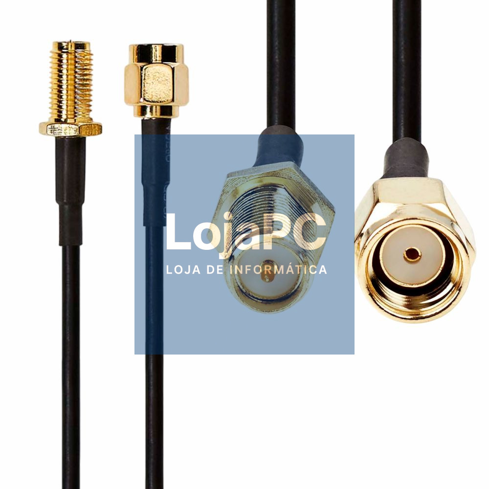 Cabo de Antena SMA Macho - SMA Fêmea 2m Preto