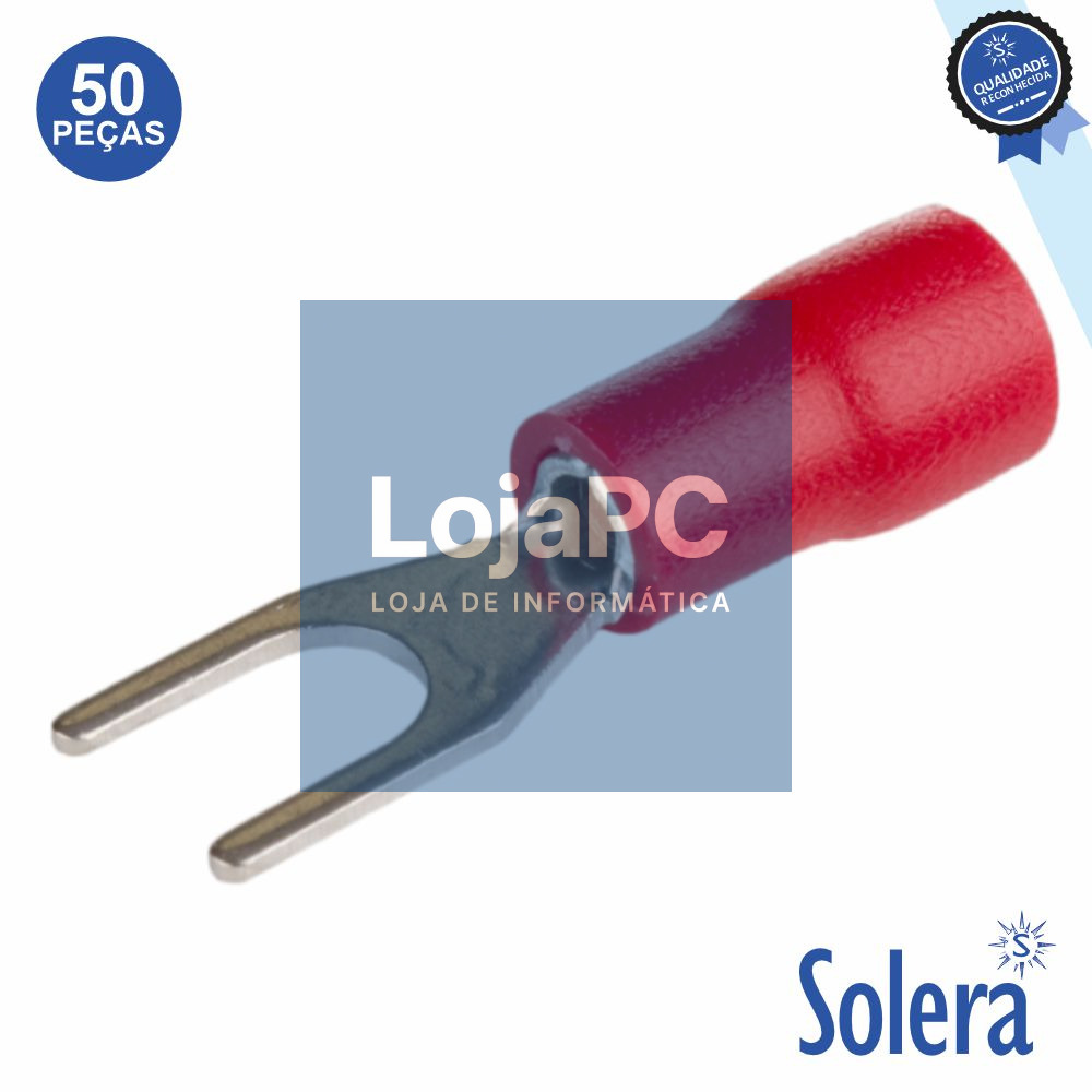 Terminal Forquilha Isolado Vermelho 50x SOLERA