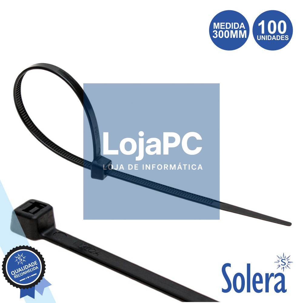 CONJUNTO 100 BRAÇADEIRAS NYLON 4.8x300MM SOLERA