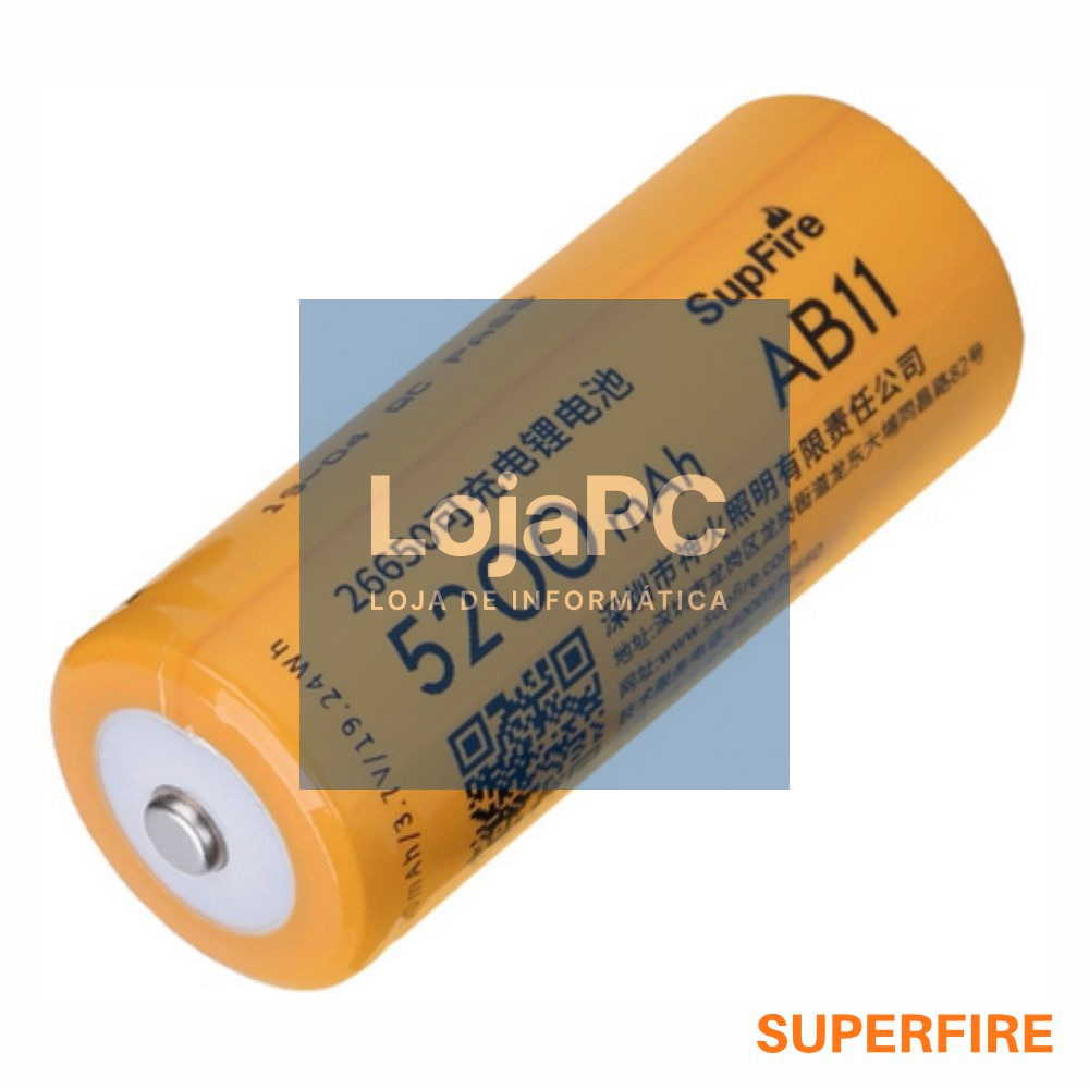 Pilha Lítio 26650 3.7V 5200mAh SUPERFIRE