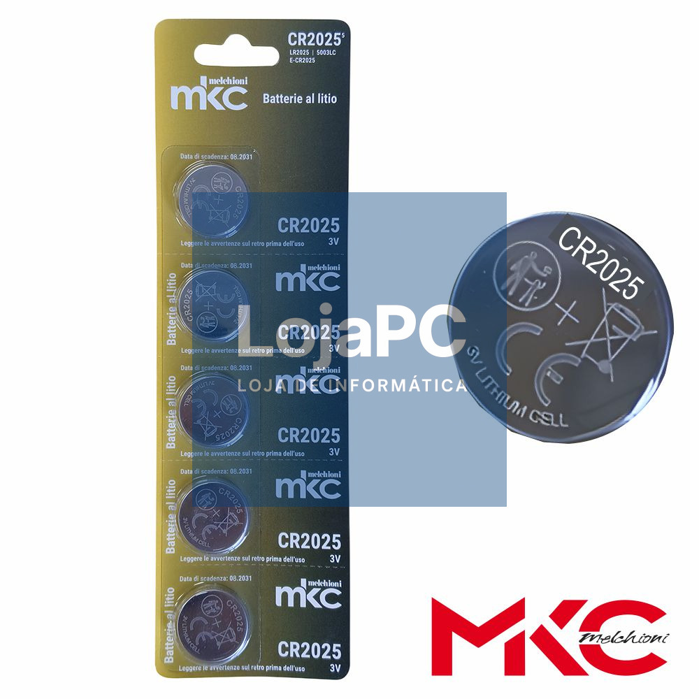 Pilha Lítio Botão CR2025 3V 5x Blister MKC
