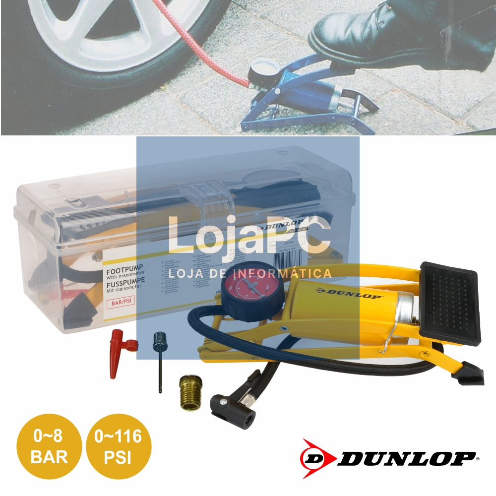 BOMBA MANUAL DE PÉ C/ ADAPTADOR DUNLOP