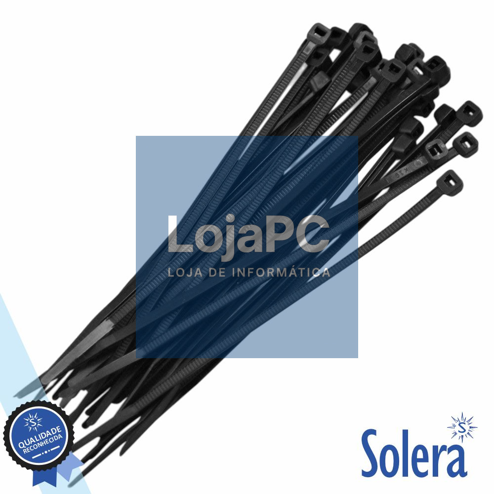 Conjunto 100 Abraçadeiras Nylon 7.6x365mm Preto SOLERA