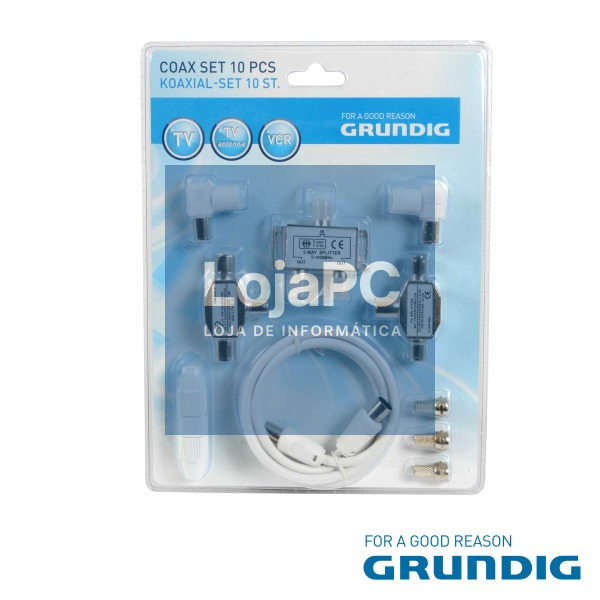 KIT CABO COAXIAL COM FICHAS BLISTER 10 PCS GRUNDIG