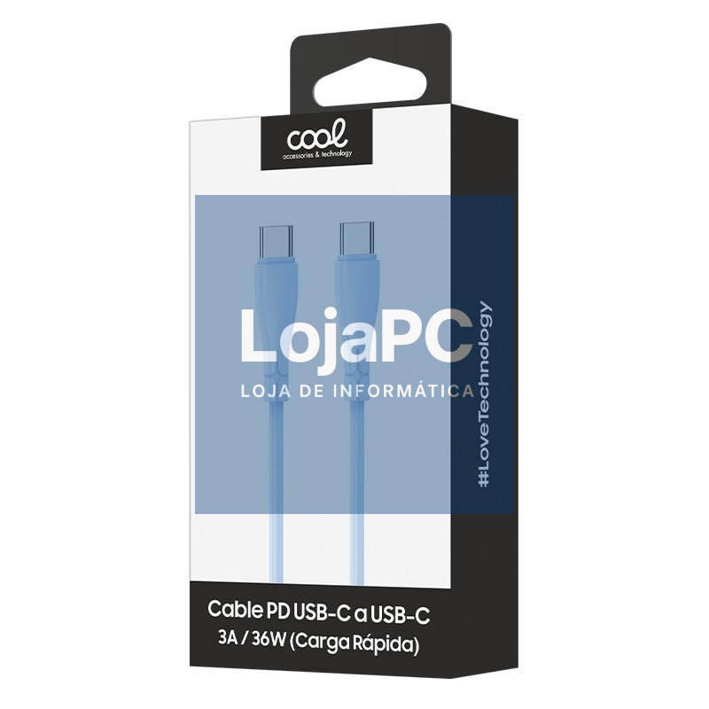 COOL Silicone Universal Type C to Type C USB Cable Sky Blue (1 Meter) — imagem 2