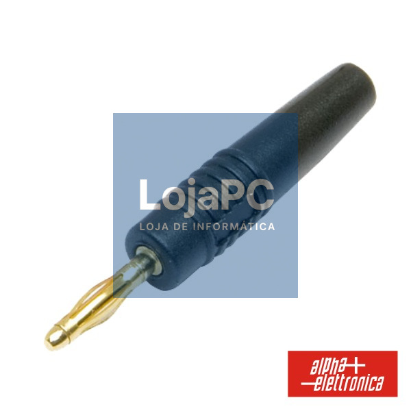 FICHA BANANA 2MM MACHO PRETO DOURADA
