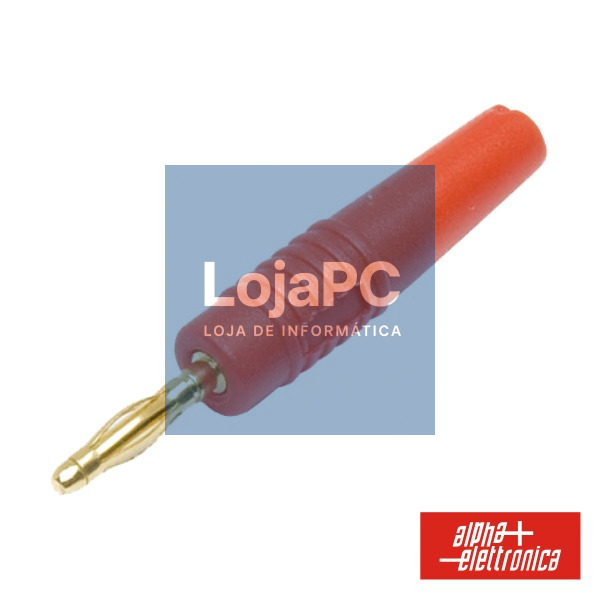 FICHA BANANA 2MM MACHO VERMELHA DOURADA