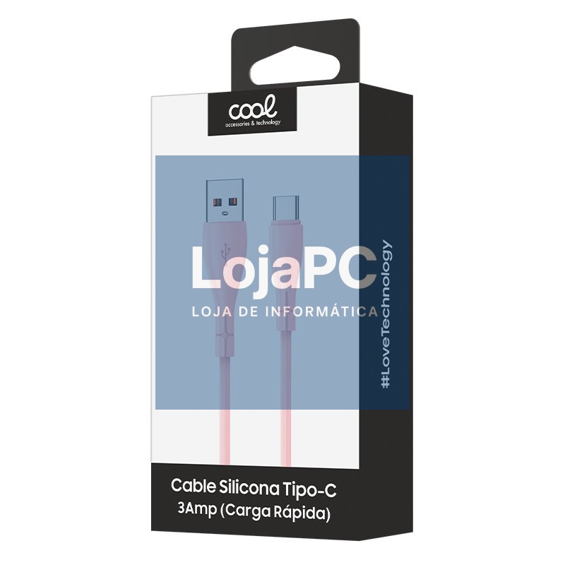 COOL Silicone Universal USB to Type C Cable Pink (1 Meter) — imagem 2