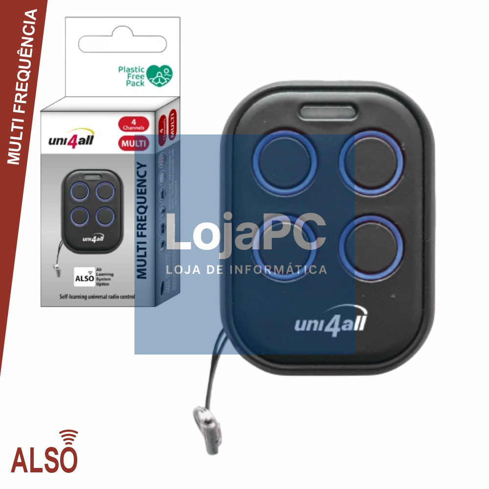 Comando Garagem Universal 4 Canais Multifreq/Rollingcode