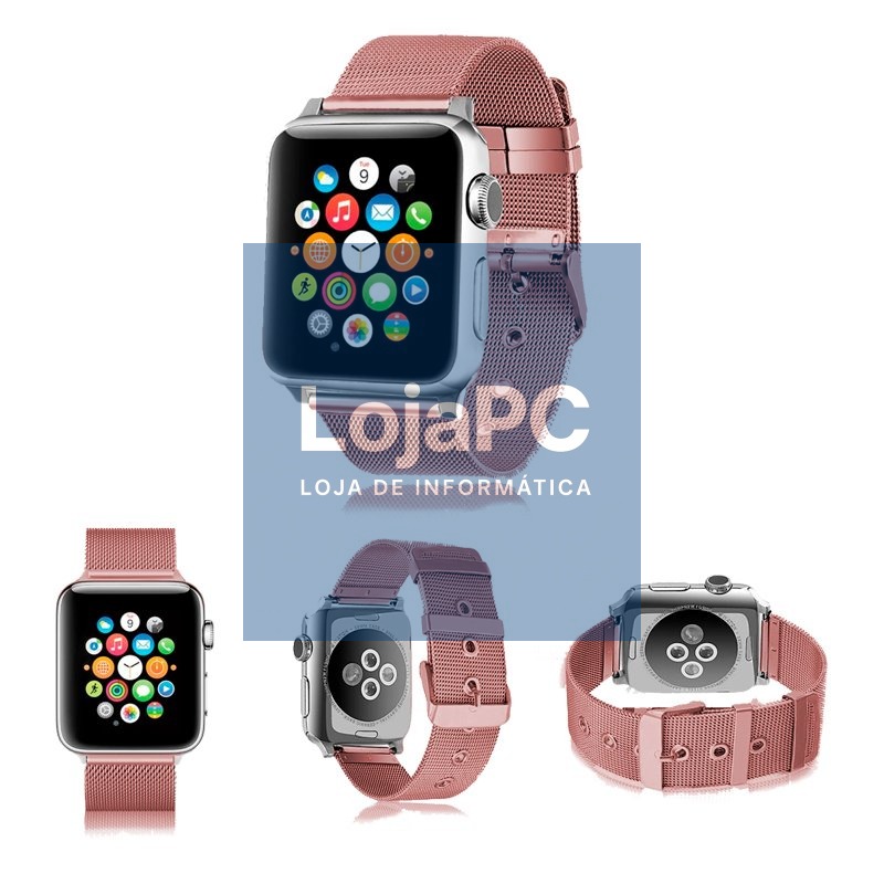 COOL Strap for Apple Watch Series 1 / 2 / 3 / 4 / 5 / 6 / 7 / 8 / 9 / SE (38 / 40 / 41 mm) Metal Pink — imagem 3