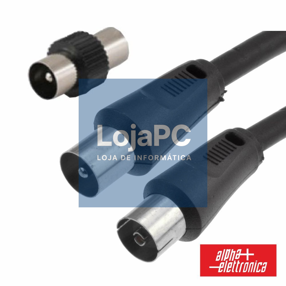 Cabo Coaxial Macho/Fêmea + Adaptador Preto 5m ALPHA