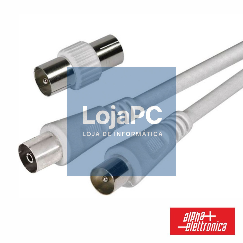 Cabo Coaxial Macho/Fêmea + Adaptador Branco 2m ALPHA
