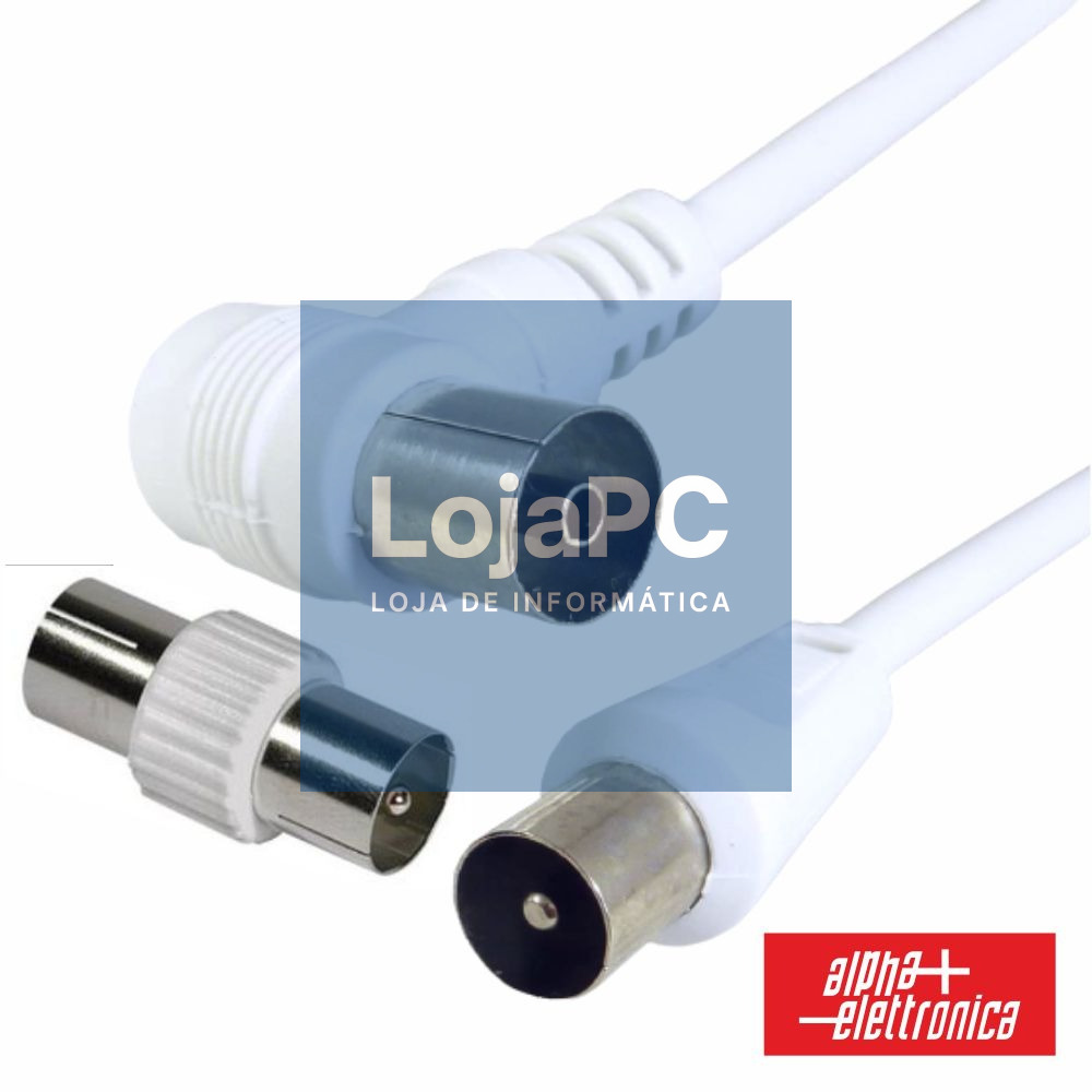 Cabo Coaxial Macho/Fêmea Branco 3m 90º ALPHA
