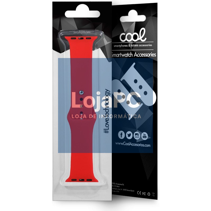 COOL Strap for Apple Watch Series 1 / 2 / 3 / 4 / 5 / 6 / 7 / 8 / 9 / SE (38 / 40 / 41 mm) Rubber Red — imagem 2