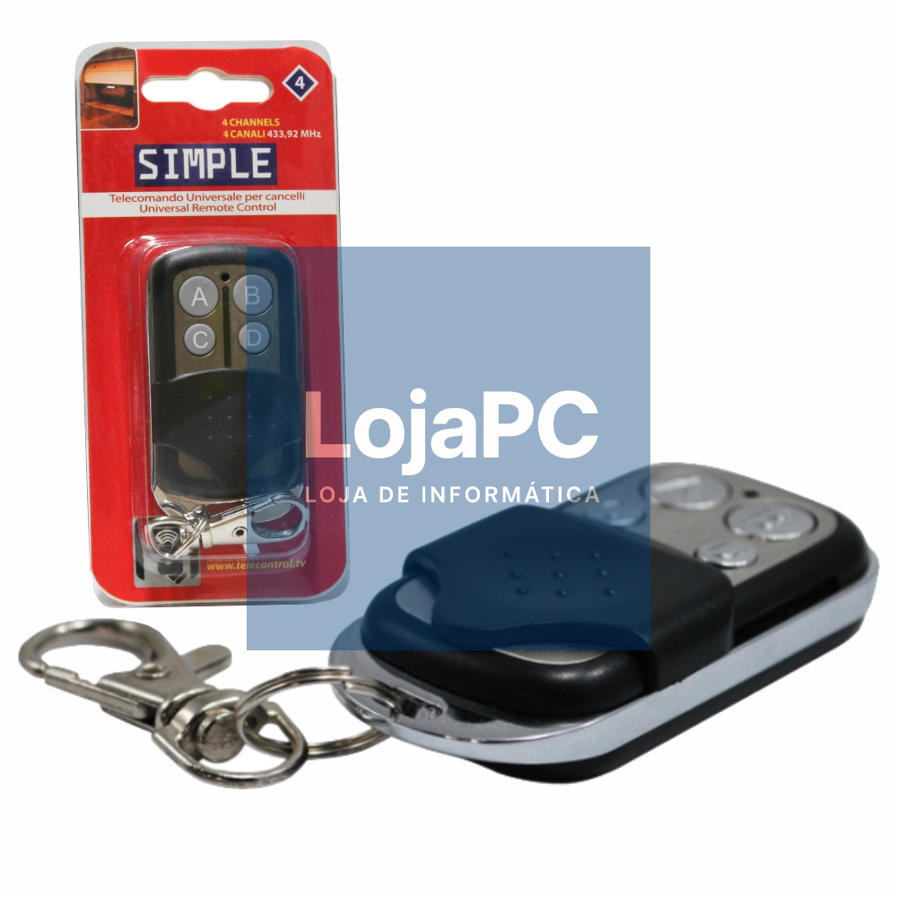 TELECOMANDO GARAGEM UNIVERSAL 4 CANAIS 433MHZ