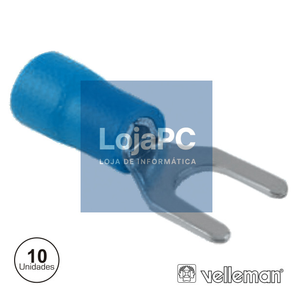 TERMINAL FORQUILHA ISOLADO 6.4MM 10X AZUL BLISTER