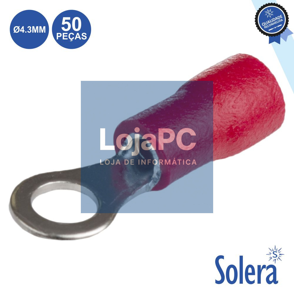 TERMINAL REDONDO ISOLADO 4.3MM 50X VERMELHO SOLERA