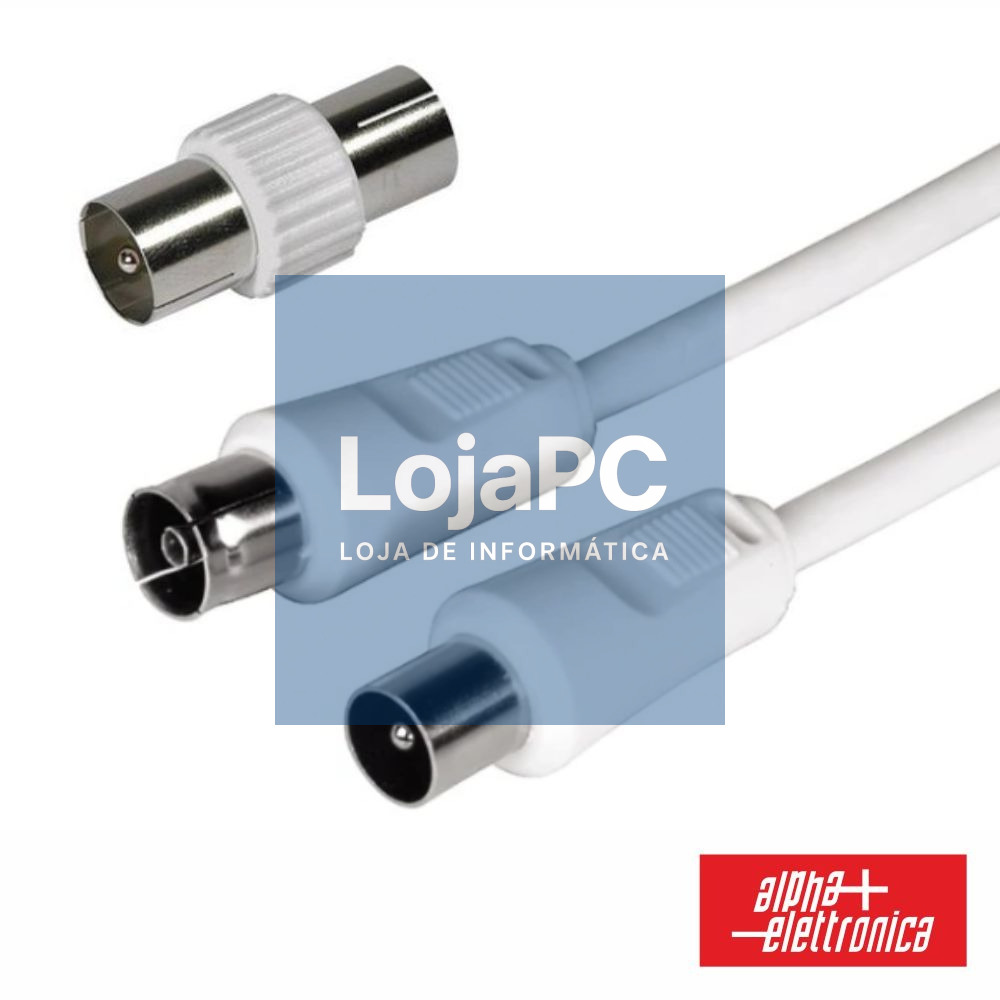 Cabo Coaxial Macho/Fêmea + Adaptador Branco 3m ALPHA