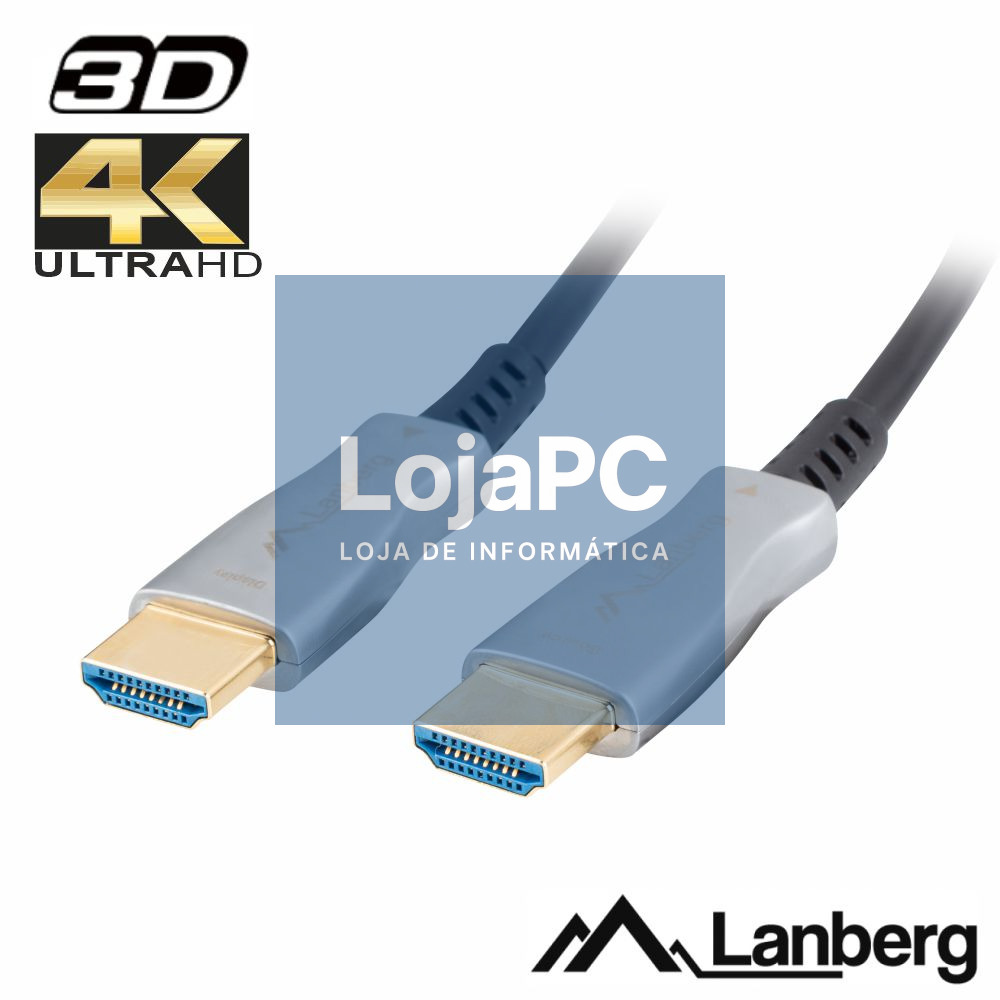 Cabo HDMI Fibra Óptica Dourado Macho / Macho 2.0 4K 40mt