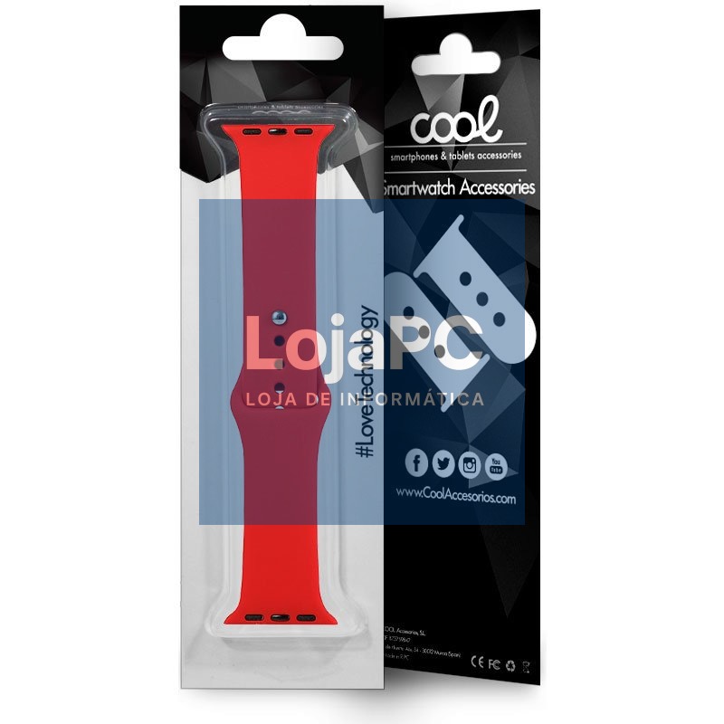 COOL Strap for Apple Watch Series 1 / 2 / 3 / 4 / 5 / 6 / 7 / 8 / 9 / SE (42 / 44 / 45 mm) Rubber Red — imagem 2