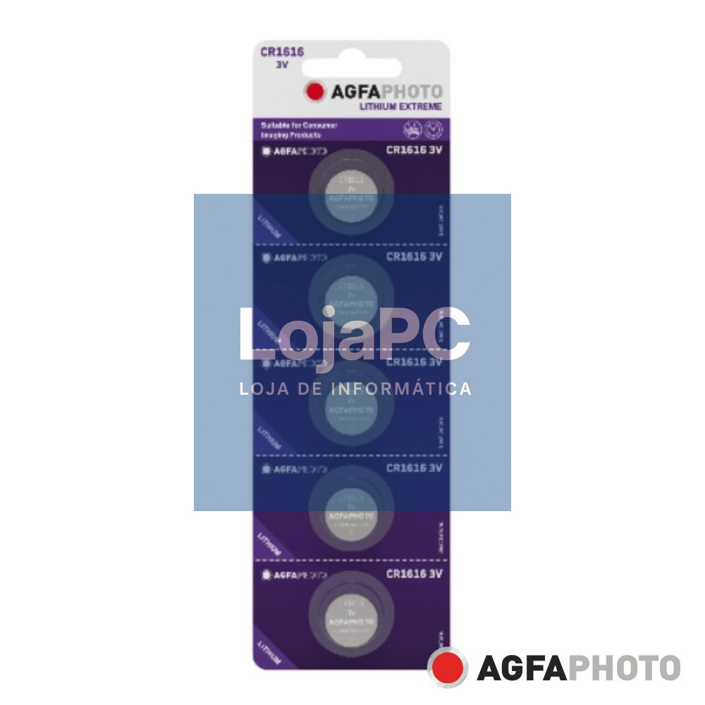 Pilha Lithium Botão CR1616 3V 5x Blister AGFAPHOTO