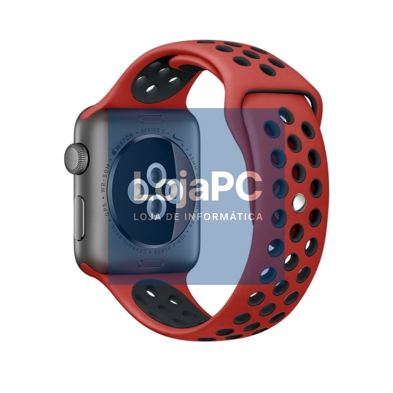 COOL Strap for Apple Watch Series 1 / 2 / 3 / 4 / 5 / 6 / 7 / 8 / 9 / SE (42 / 44 / 45 mm) Sport Red-Black — imagem 3