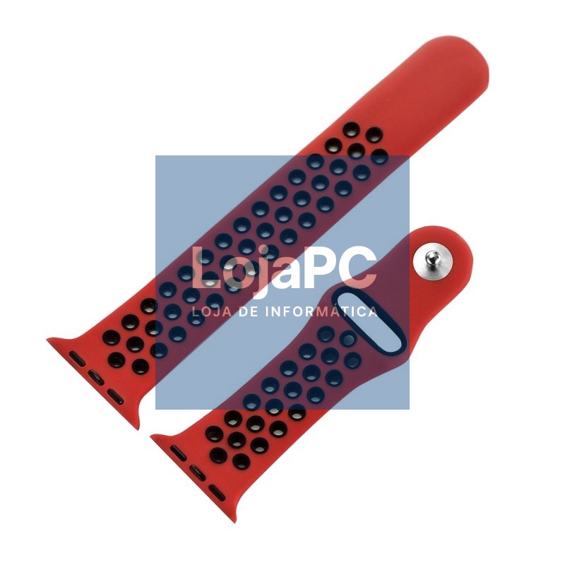 COOL Strap for Apple Watch Series 1 / 2 / 3 / 4 / 5 / 6 / 7 / 8 / 9 / SE (42 / 44 / 45 mm) Sport Red-Black — imagem 2