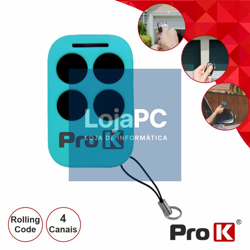 TELECOMANDO GARAGEM UNIVERSAL 4 CANAIS ROLLING CODE PROK