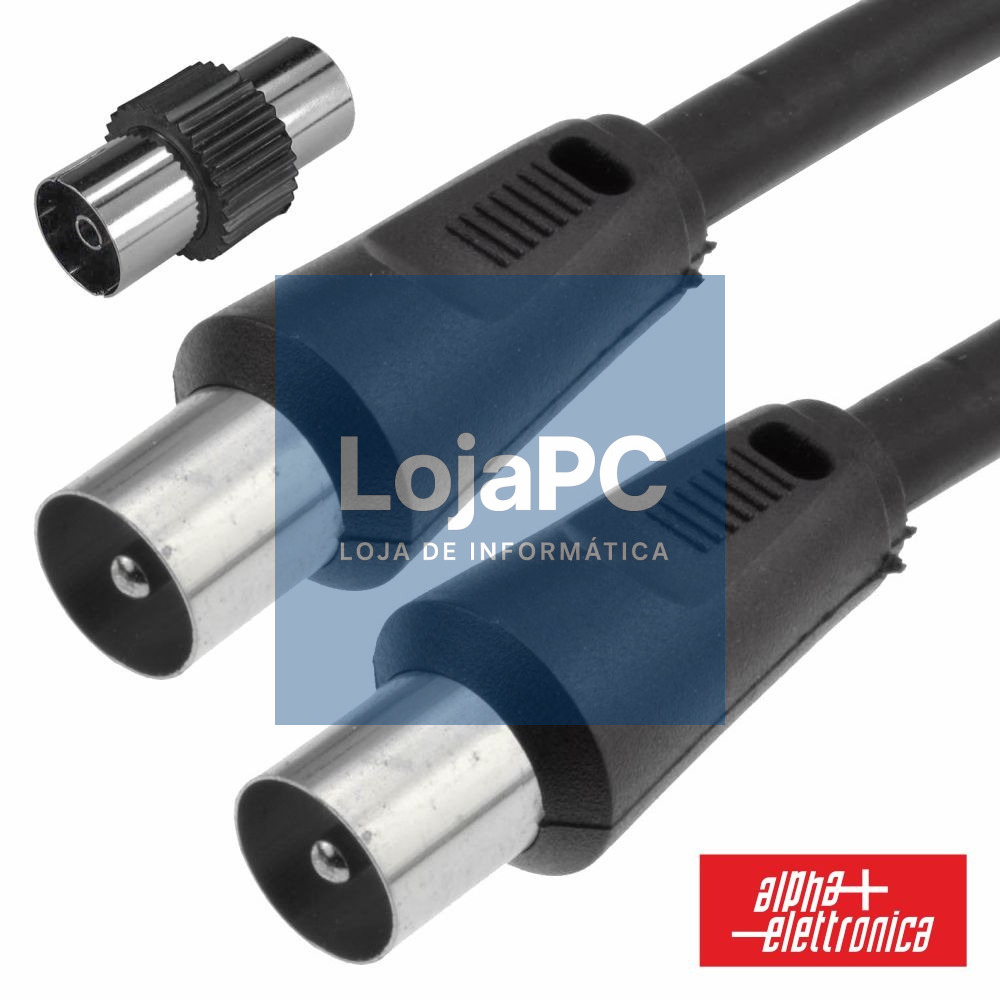 Cabo Coaxial Macho/Macho + Adaptador Preto 5m ALPHA
