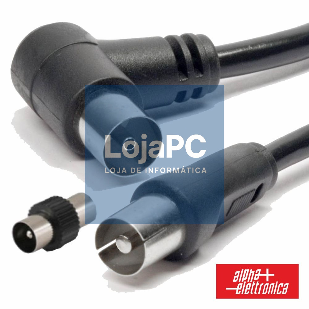 Cabo Coaxial Macho/Fêmea Preto 1m Ângular 90º ALPHA