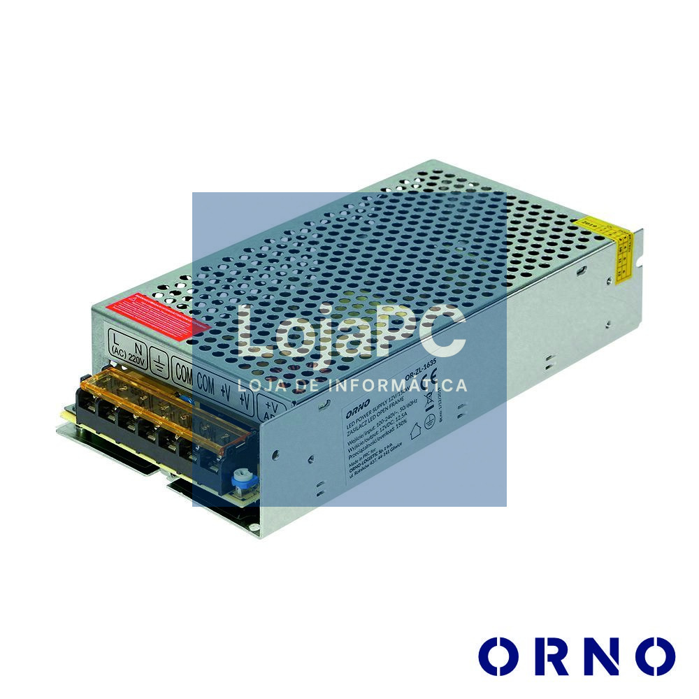 Fonte De Alimentação Industrial 12V 150W 12.5A ORNO