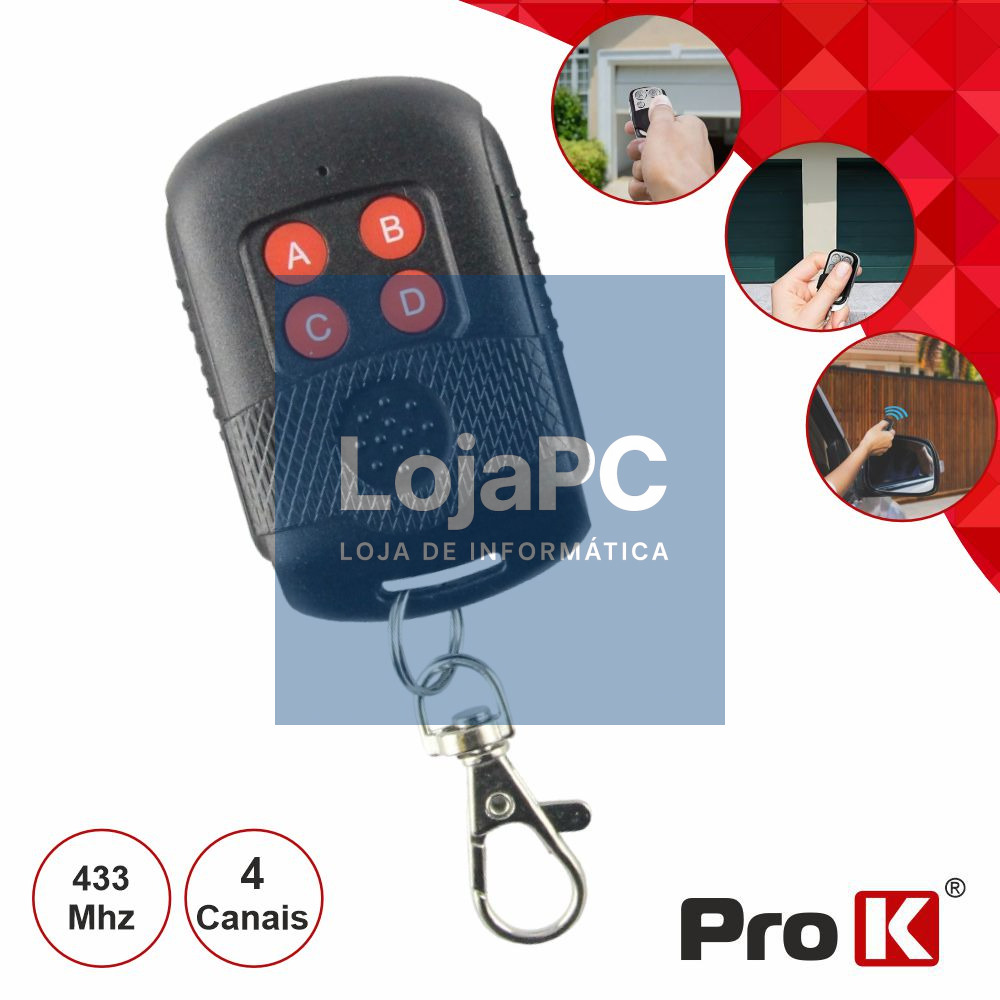 TELECOMANDO GARAGEM UNIVERSAL 4 CANAIS 433MHZ PROK