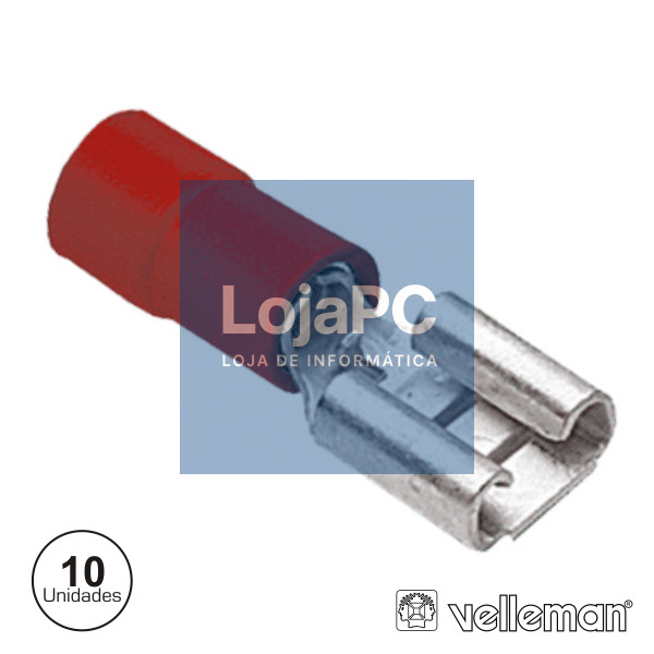 TERMINAL FASTON FÊMEA ISOLADO 4.8MM 10X VERMELHO VELLEMAN