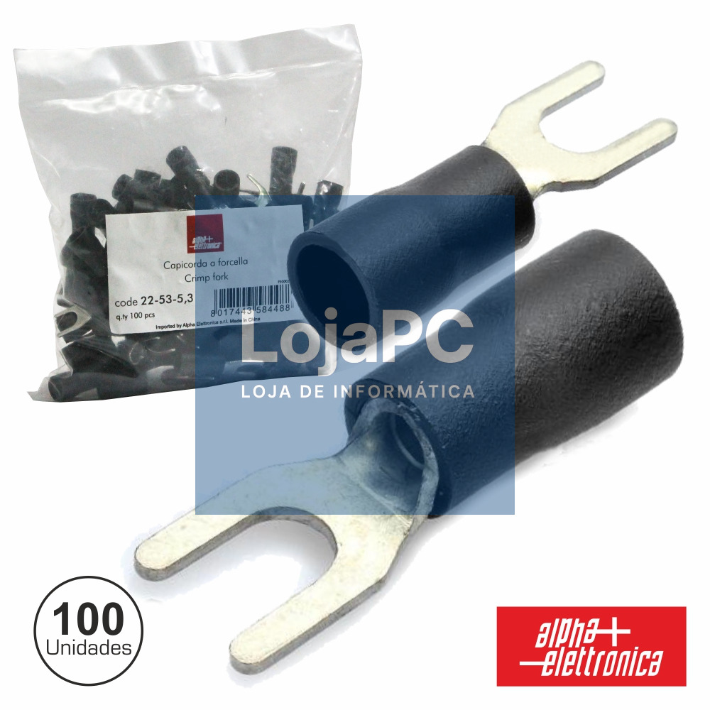 TERMINAL FORQUILHA ISOLADO 5.3MM 100X PRETO
