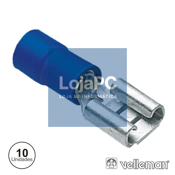 TERMINAL FASTON FÊMEA ISOLADO 4.8MM 10X AZUL VELLEMAN