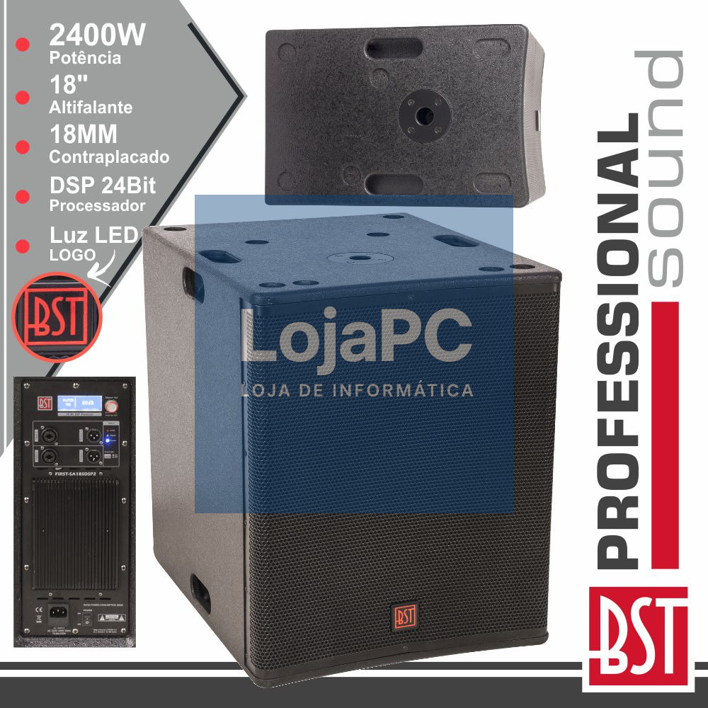 GRAVE SUBWOOFER AMPLIFICADO PRO 18" 2400W MDF DSP BST