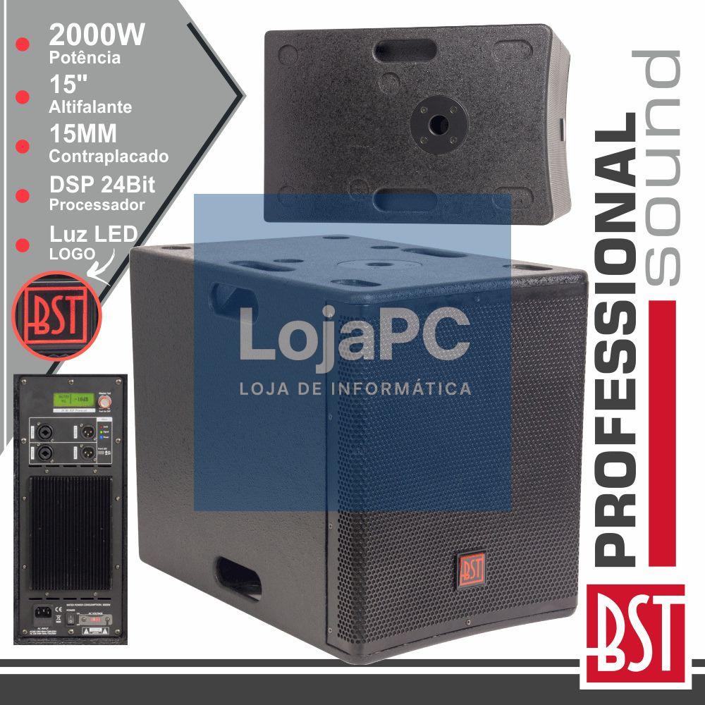 GRAVE SUBWOOFER AMPLIFICADO PRO 15" 2000W MDF DSP BST