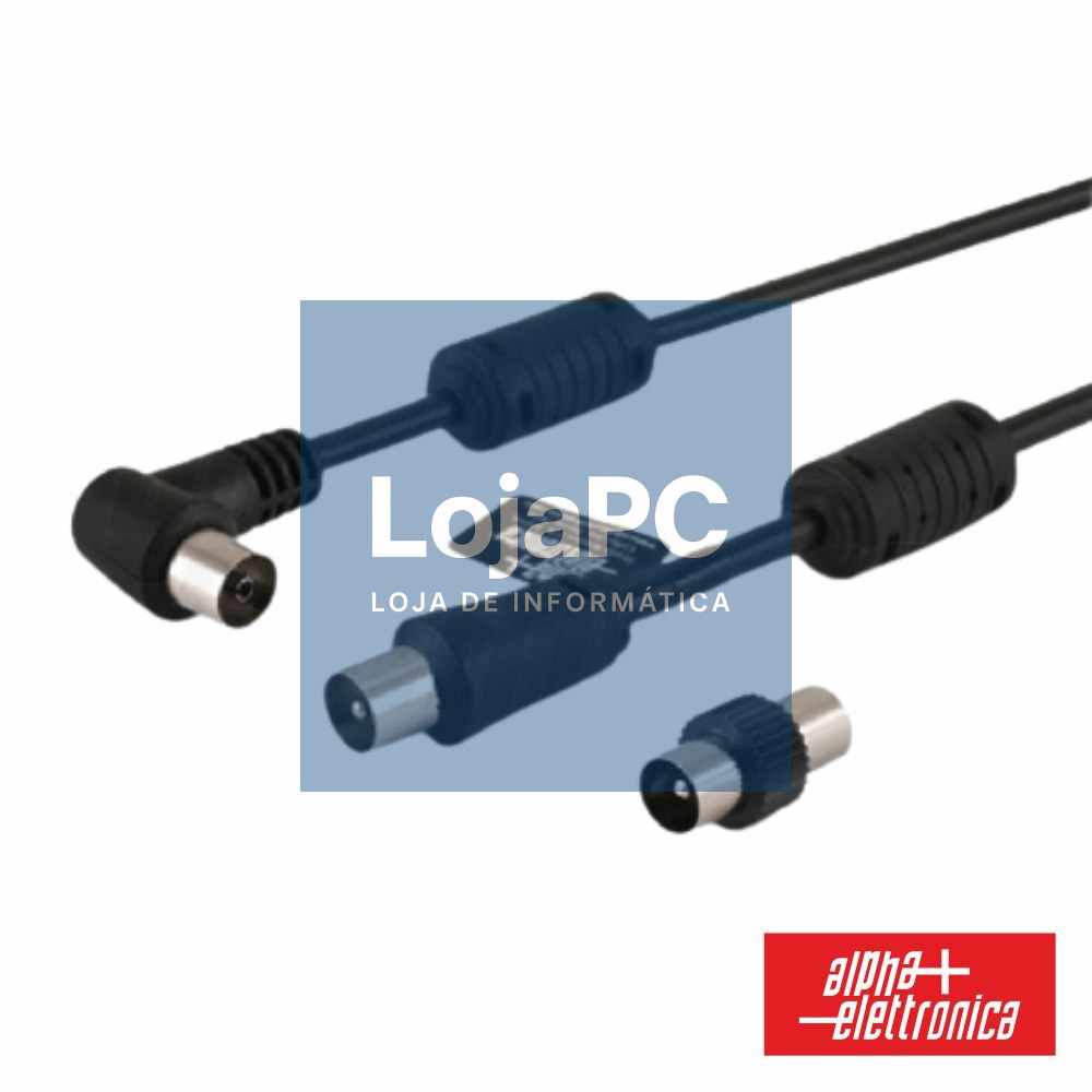 Cabo Coaxial Macho / Fêmea 90º Preto 2m C/ Filtro ALPHA