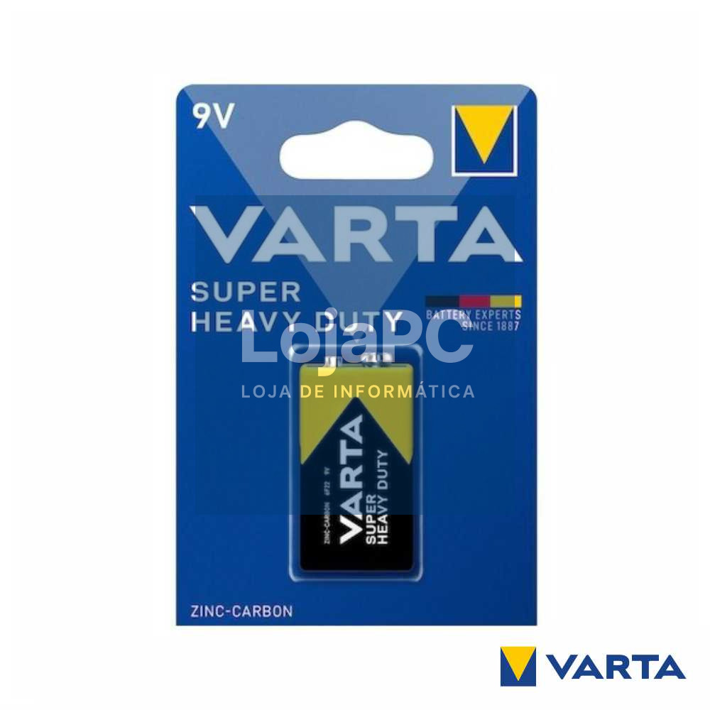 Pilha Zinco-Carvão 9V/6R6 VARTA