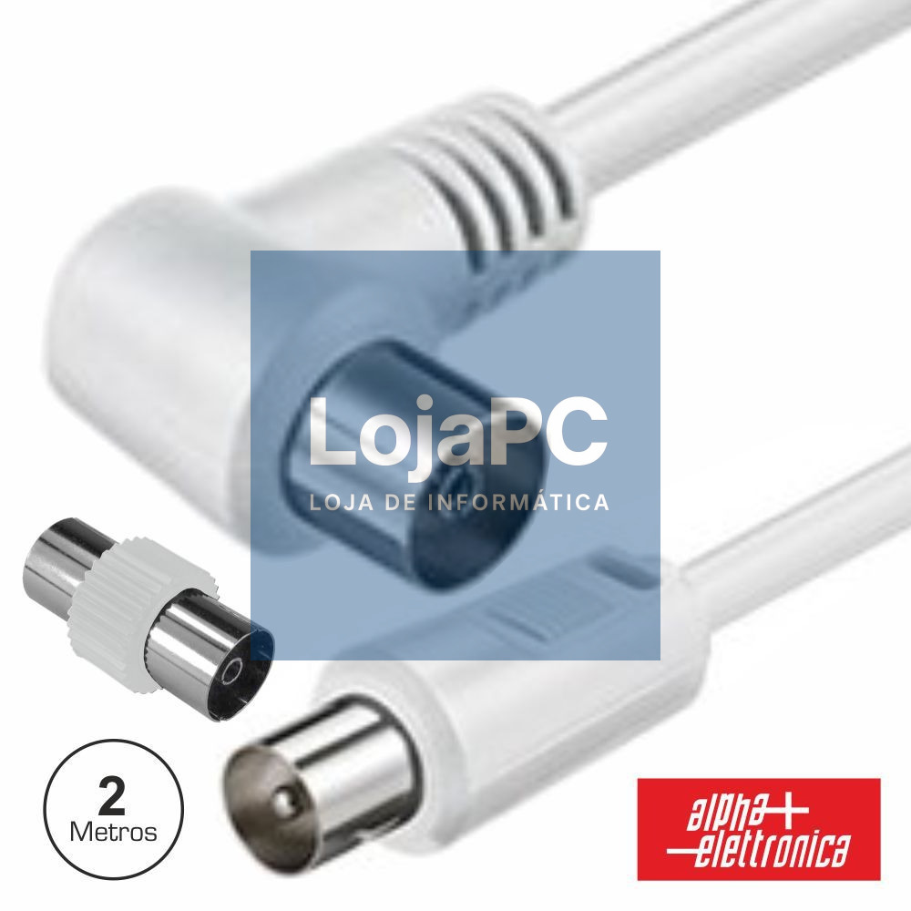 CABO COAXIAL MACHO/FÊMEA BRANCO 2M 90º POLYBAG