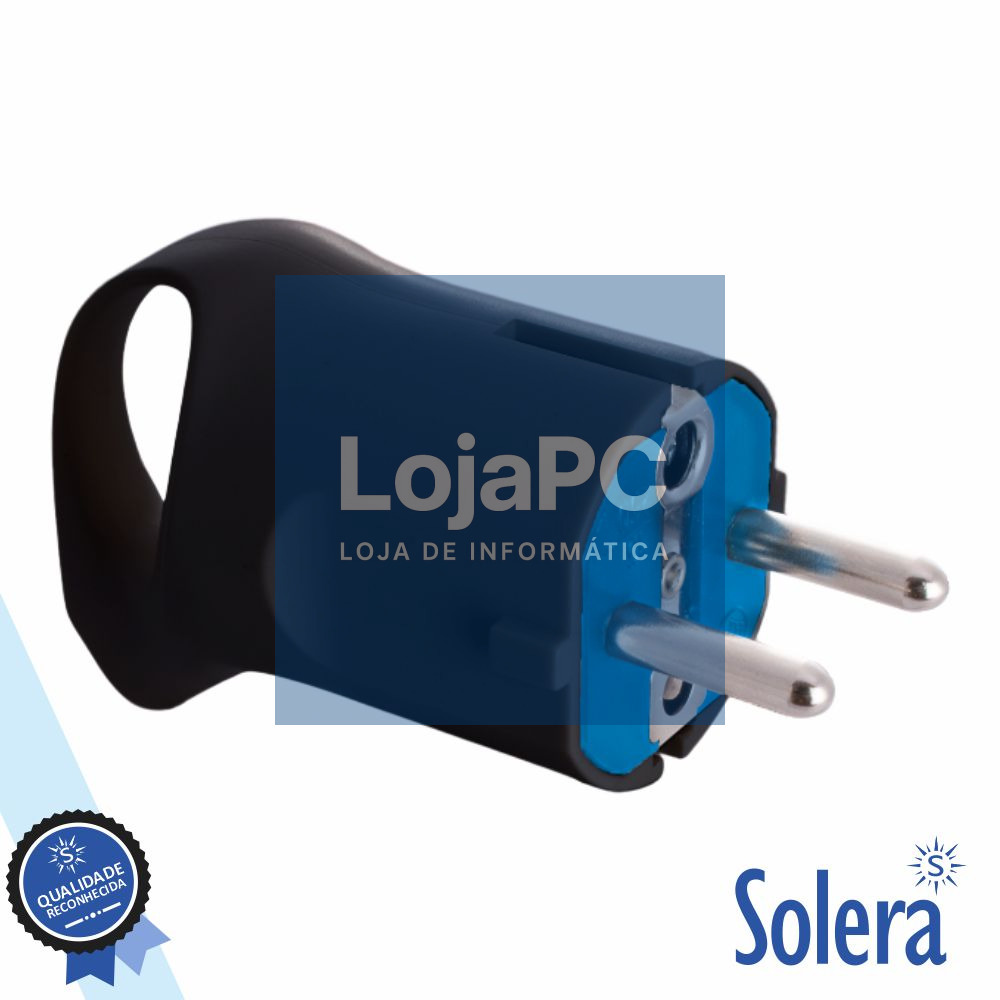 Ficha Schuko Macho 2P+Terra 16A 250V Preto SOLERA